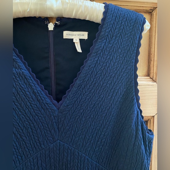 Rebecca Taylor Navy Sleeveless V-neck Midi Dress Size 12 - Picture 2 of 8